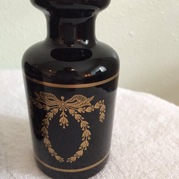 PV France Portieux Vallerysthal French Black Glass Vanity Set 2 Perfume Bottles - Picture 4 of 16